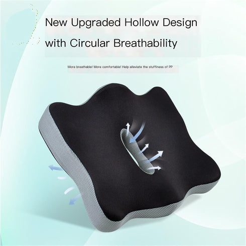Generic Use(1) Office Chair Cushion, Memory Foam Seat Cushion with Hollow Design, Non-Slip Orthopedic Coccyx Pillow