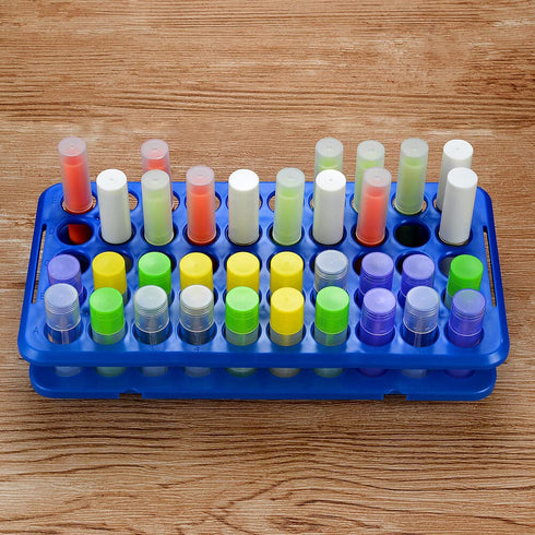 Detachable Plastic Test Tube Holder Rack for 5ml/10ml/15ml Tubes, 50 Holes (Blue Single)