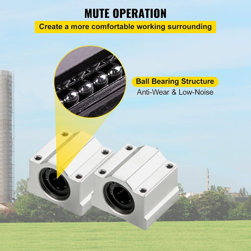 BestEquip Linear Rail Slide Set - 2PCs 20mm x 1000mm with 4Pcs Block Bearings and Shaft Support