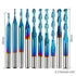10pcs 2-Flute Nano Blue Coat Ball Nose Spiral End Mill, 1/8'' Shank, 0.8mm-2.5mm Cutting Diameter for CNC Router Bits