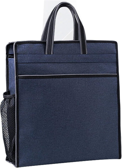 Enyuwlcm Oxford Zippered Document Bag with Handle, File Tote Bag Pouch for Paper Files, Blue