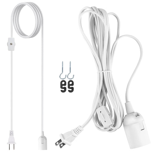 JACKYLED Extension Hanging Lantern Cord Cable UL 2-Pack 12Ft 360W with E26