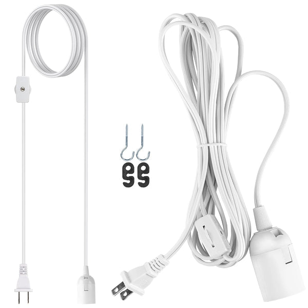 JACKYLED Extension Hanging Lantern Cord Cable UL 2-Pack 12Ft 360W with E26
