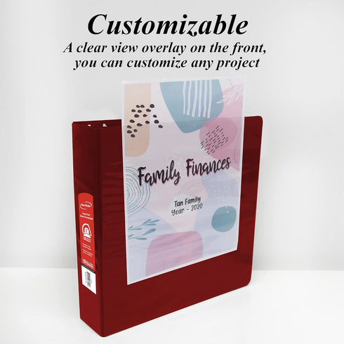 BAZIC 3 Ring Binder, 2" View Binders Slant D Ring Organizer - Burgundy, Holds 480 Sheets Paper, for School Office Home,