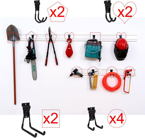 10 Pack Slat Wall Hook Garage Heavy Duty Wall Mount Power Tool Organizer Black Bike Accessory for Garage Wall, Slat