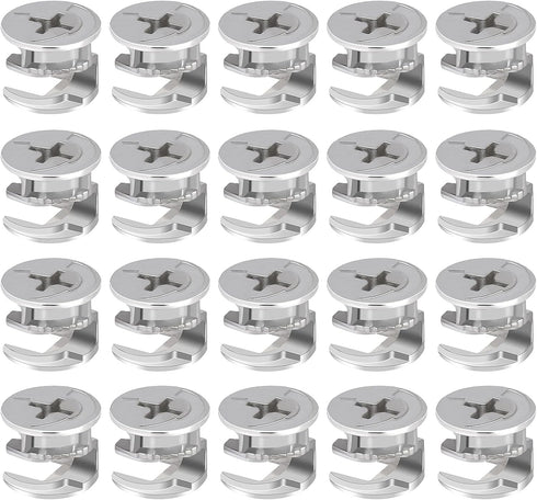 20 Pieces Furniture Cam Lock Fasteners, 15mm x 12mm Connectors for Cabinet Drawer Wardrobe