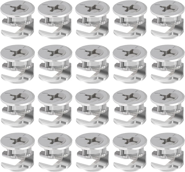 20 Pieces Furniture Cam Lock Fasteners, 15mm x 12mm Connectors for Cabinet Drawer Wardrobe