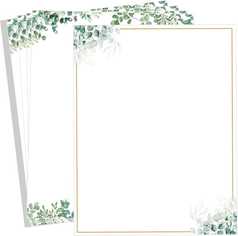 wootile Leaf Border Stationery Writing Paper Greenery Letterhead Paper 8.5 x 11 Inch