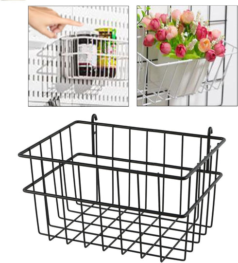 Generic Pegboard Basket Bin Multipurpose Shelf Container Wire Shelf Basket Tool Hanger for Entryway Workbench Kitchen