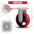 6"X2" Heavy Duty Industrial Casters, Crowned Polyurethane Tread Cast Iron Center Wheels, 1200 lbs Load Capacity, Rigid