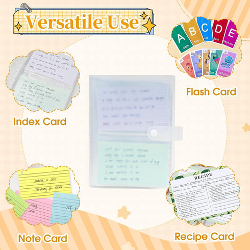 Jactales 3x5 50 200 Index Card Holder Organizer - Clear Card Binder for Flash Card, Note Card Storage, Sheets Plastic