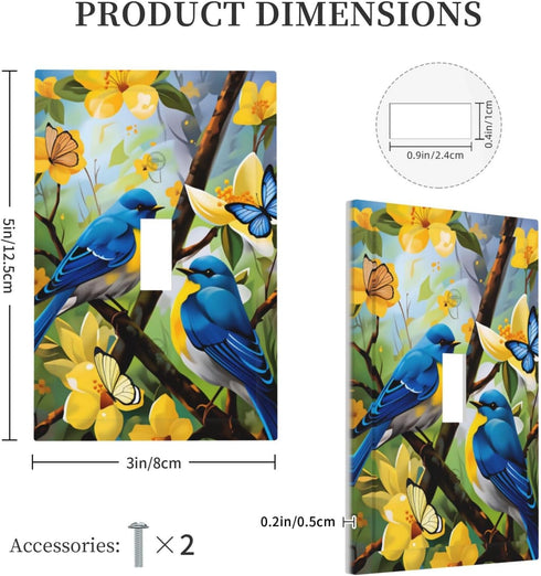 Sturin Summer 1 3X5 Spring Blue Bird Floral Wall Plate Light Switch Cover Gang Single Toggle Toggle Switch Art Plates
