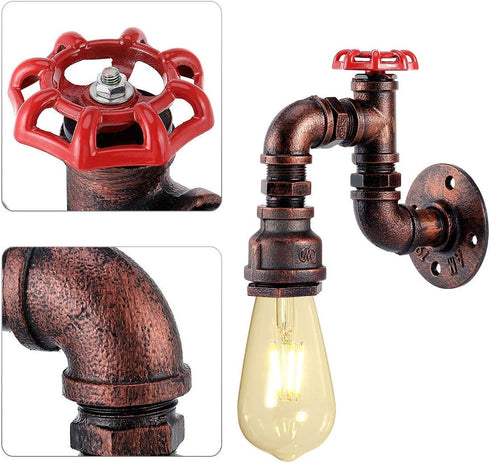 E26 60W Kawell Vintage Wall Light Fixtures Industrial Retro Wall Sconce Light Creative Water Pipe Wall Lamp Iron Art