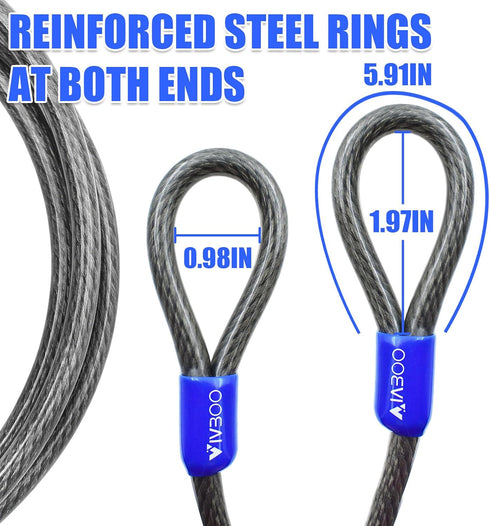 5/16in 4FT/6FT/8FT/10FT Heavy-Duty Security Cable with Loops Cut-Resistant and Waterproof Security Cable Suitable