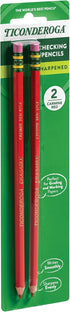 TICONDEROGA Erasable Checking Pencils, Pre-Sharpened with Eraser, Red, Pack of 2 (13901)