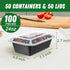 50 Pack (100-Piece) 24 oz Meal Prep Containers Reusable with Lids, Sturdy Leakproof & Food Safe, Microwave, Freezer, Dishwasher Safe Food Prep Containers, To Go Take Out Plastic Food Storage