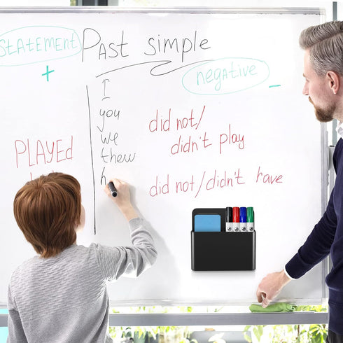Magnetic Pen Holder, 2 Pack Magnetic Dry Erase Marker Holder for Refrigerator, Locker, Office (Black)