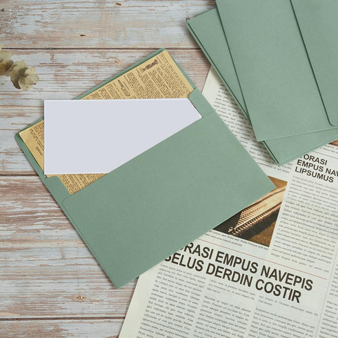 Wishop Pack 100 Sage-Green Self Seal Envelopes for Wedding, Party Invitations, Greeting Cards, Announcements, 4 x 6