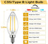 C35/Type E12 Dimmable Bulb, 4W/40W 2700K 400LM, 6-Pack B LED Filament Candle Equivalent Warm White Transparent Glass
