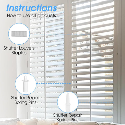 XLIUAX 125 Pcs Shutter Repair Kit, Plantation Shutters Fixing Windows Louver Kits Plantation Shutters for Windows