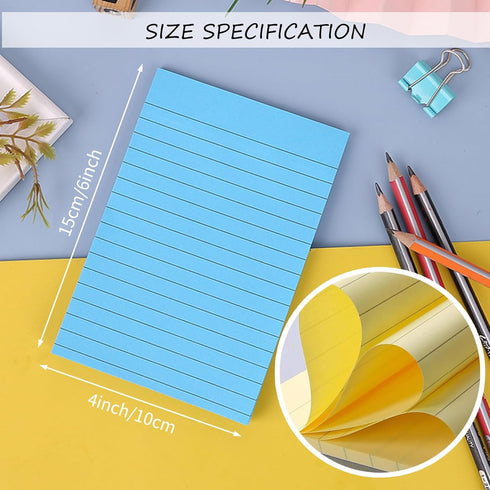 Lined Sticky Notes, 4x6, 8 Pads, Large Sticky Notes with Lines, 8 Bright Colours, Perfect for Office Home School Desk