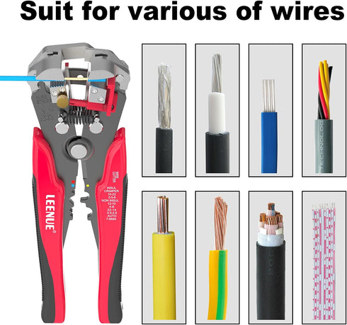 Self Adjusting Wire Stripper 3 in 1 for 10 AWG to 22 AWG Speaker Wire, Electrical Wire Stripping Tool