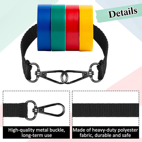 Electrical Tape Holder Strap with Snap Hooks for Belt and Tool Box, Black