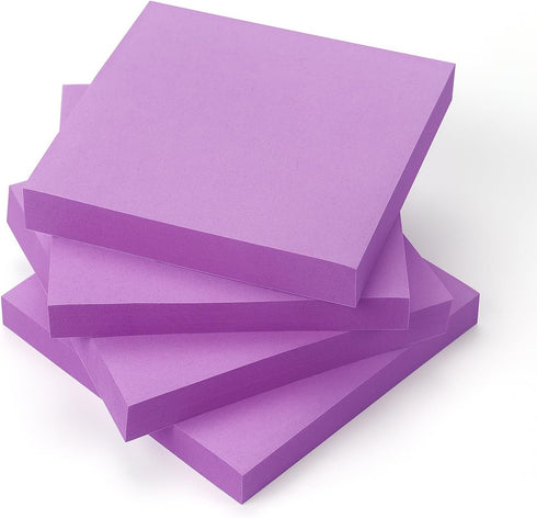 Sticky Notes 3x3 Pop Up Self-Stick Pads - Bright Colors for Office, School, Home, 4 Pads/Pack, 90 Sheets/Pad (Purple)