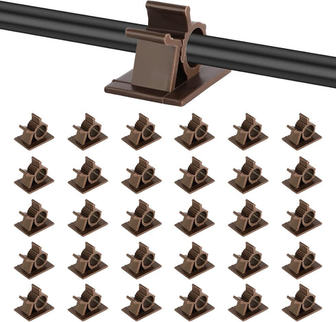 Viaky Adjustable Cable Clips, 30 Pcs Brown Adhesive Holder Ideal Cord Winder Management