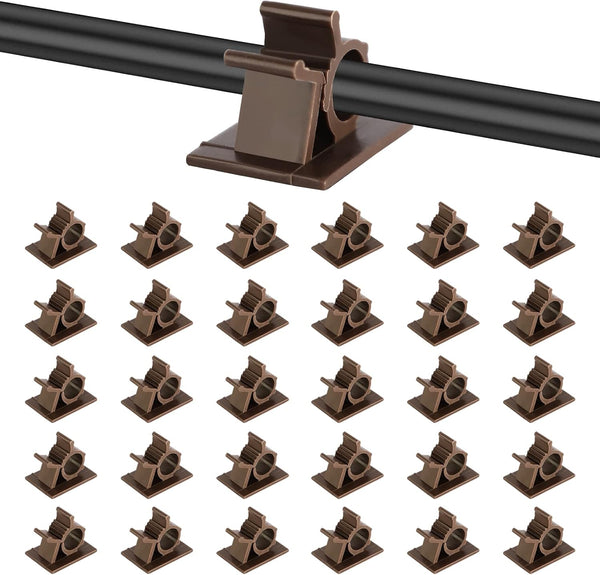 Viaky Adjustable Cable Clips, 30 Pcs Brown Adhesive Holder Ideal Cord Winder Management