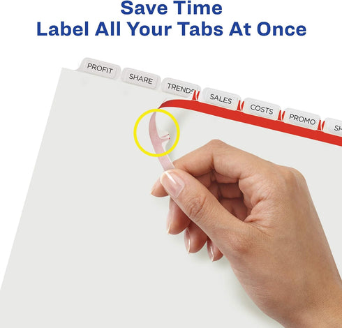 8 3 5 Sets (11422) Avery Tab Dividers for Ring Binder, Easy Print & Apply Clear Label Strip for Copiers, Index Maker