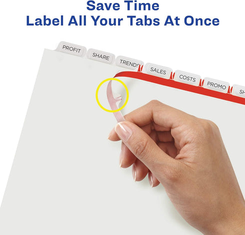 Avery 8-Tab Extra Wide Binder Dividers, White, 1 Set, Easy Print & Apply Clear Label Strip (11439)