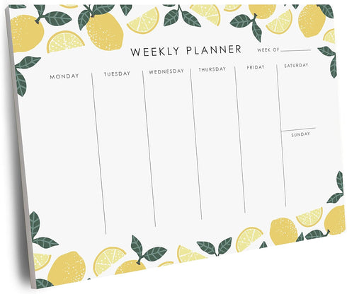 Weekly Planner Notepad, 9x7” inches, 52 Tear Off Sheets for To Do List, Notes & Schedule - Lemons