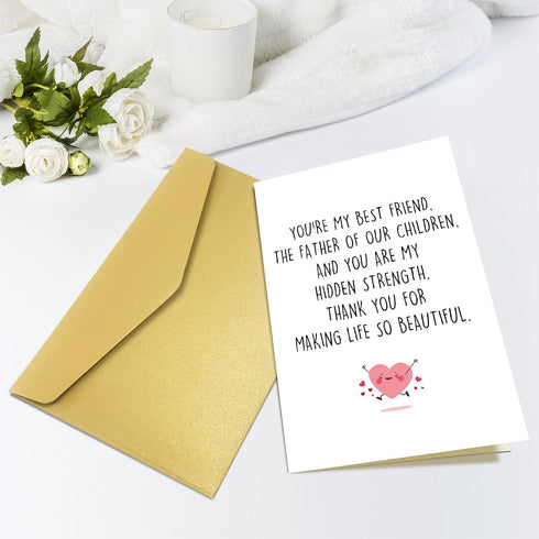 Obbyidk Romantic Father's Day Card for Husband, Sweet Anniversary Card from Wife, Husband Birthday Cards, Thank You