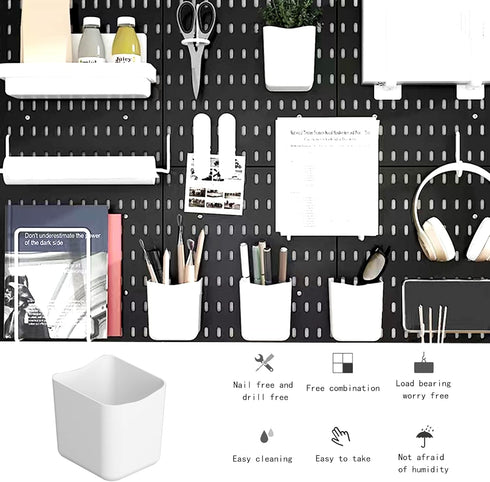 Chris.W 3Pack Pegboard Containers, Pegboard Pencil Cup Basket White Pegboard Bins for Arts Crafts
