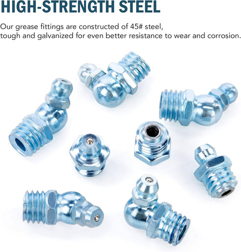 ZELCAN 150pc Metric Grease Fittings Kit, Hydraulic Grease Zerk Assortment for Replacing Missing Fittings
