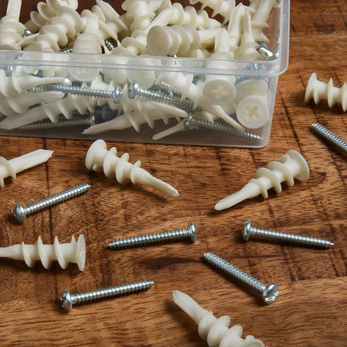 KURUI #8 Self Drilling Drywall Anchors with Screws Kit, Heavy Duty for Hanging Sheetrock, 100PCs Mounting Hardware