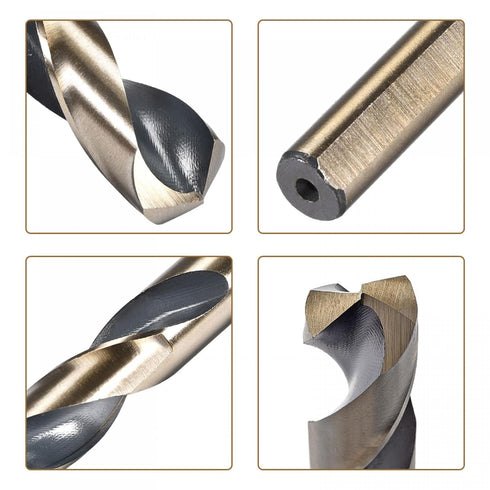 uxcell 2pcs Reduced Shank Drill Bit Set, 16mm 17mm Titanium Nitride Coated High Speed Steel for Stainless Steel, Copper