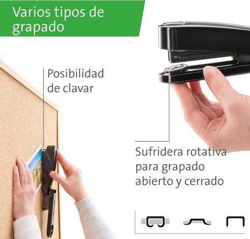 Novus B2 re+New Stapler, Black, 25 Sheet Capacity, 95% Recycled Plastic, German Engineered, 10 Yr. Warranty