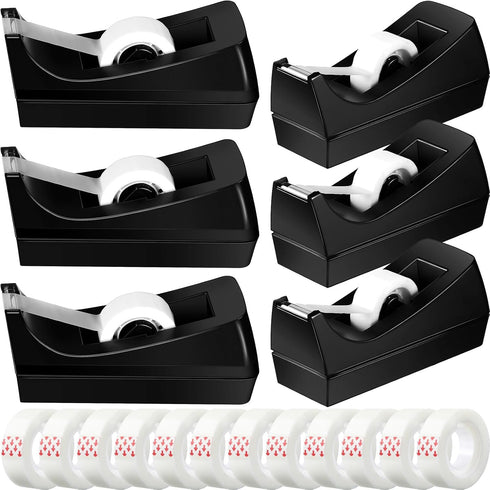 Yahenda 6 Pack Desktop Tape Dispenser Non Skid Base for Invisible Tape with 0.7 x 985 Inches Tape Refills