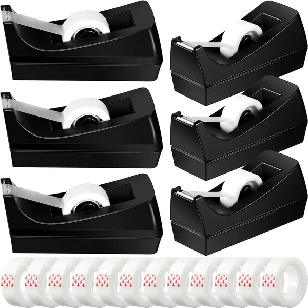 Yahenda 6 Pack Desktop Tape Dispenser Non Skid Base for Invisible Tape with 0.7 x 985 Inches Tape Refills