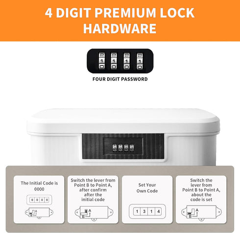 Lockable Storage Container Bin, 2.3 Gallon Heavy Duty Plastic Organizer Box with Combination Lock, White