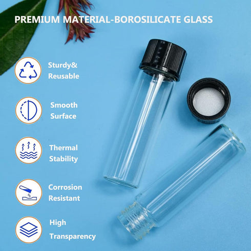 Clear Glass Sample Vial, Liquid Sampling Bottle, 12 ml Capacity, Pack of 100