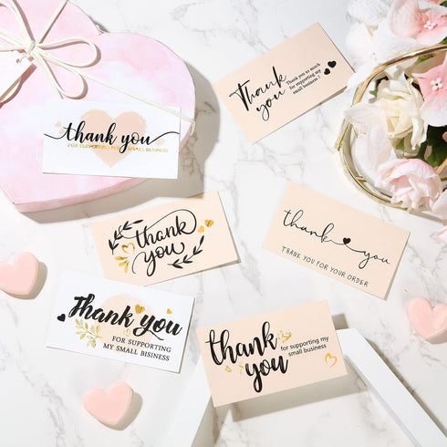 Outus 120 2 3.5 Inch Pieces Thank You for Supporting My Small Business Cards Mini Thank You Cards Pink Thank You