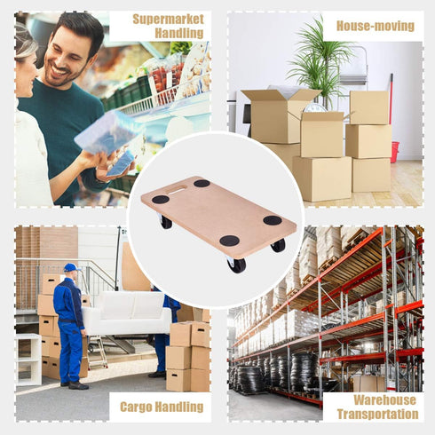 500 Lbs (23" x11.5" Goplus Furniture Moving Dolly, Heavy Duty Wood Rolling Mover with Wheels for Piano Couch Fridge