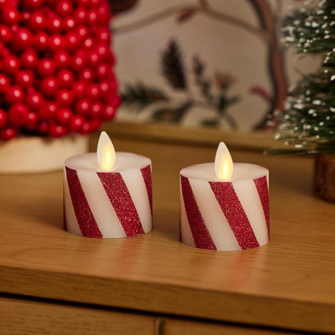 2-Pack (1.4" 2") Luminara Moving Flame LED Flameless Tealight x Battery Operated Plastic LED Flameless Tea Light Smooth