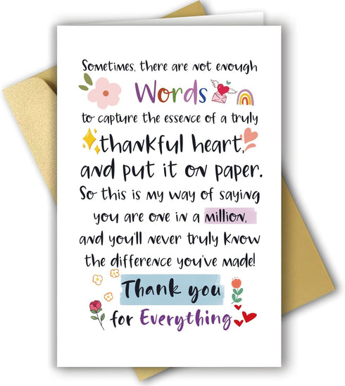 RPJIEKINXU Cute Appreciation Card for Him Her, Great Thank You Card for Teacher