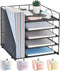 Desk Organizers and Accessories - 5-Tier Paper Letter Tray Organizer with File Holder for Office Supplies