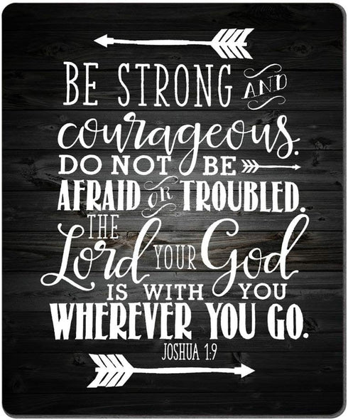 Inspirational Quote Rustic Black Wood Mouse Pad, Christian Bible Verses Joshua 1:9, Positive Motivational Quotes