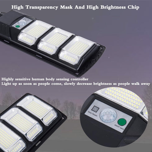 KVSXUIDU 324LED, IP67 commercial Solar outdoor lights, outdoor waterproof street light, equipped with mounting bracket